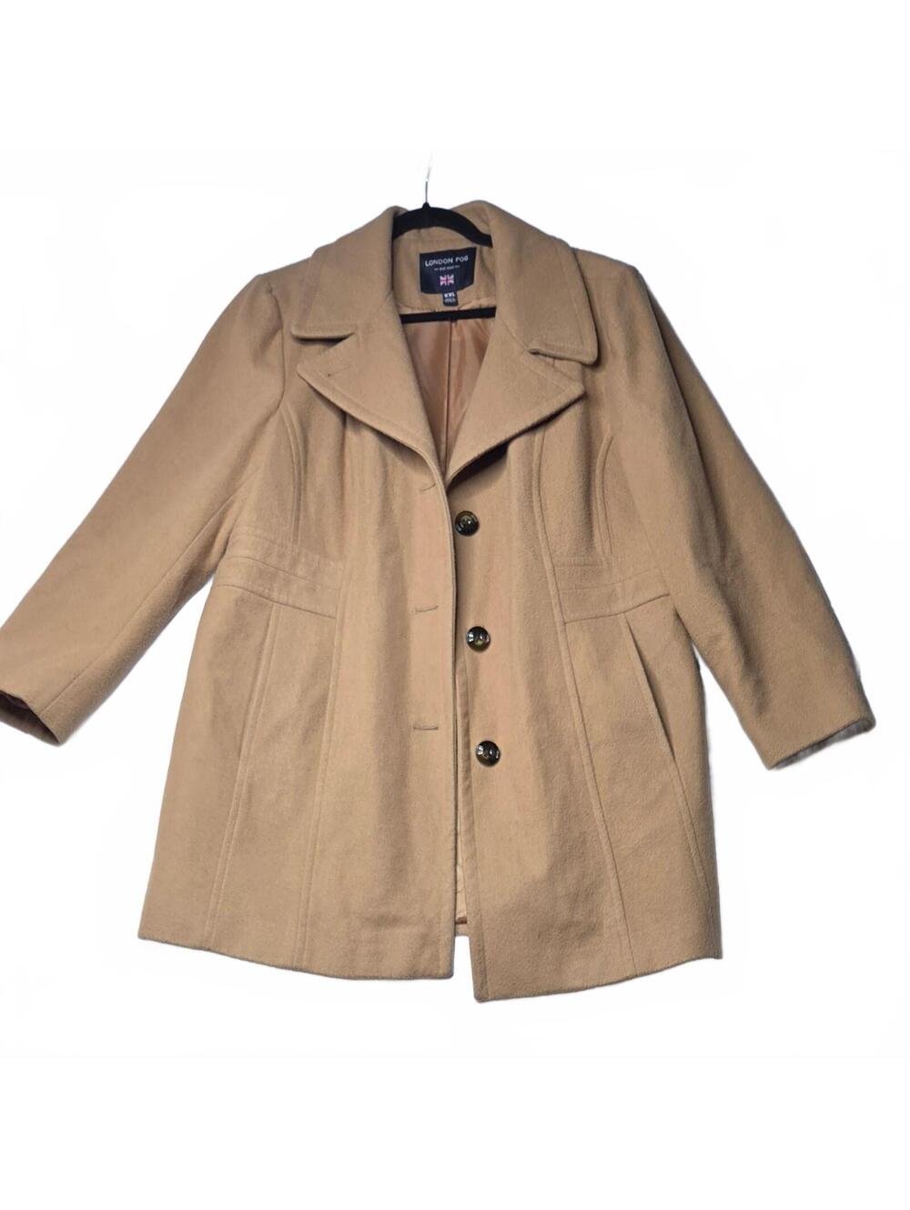 London Fog Camel Wool Blend Single Breasted Peacoat Jacket Tan XXL Plus Size